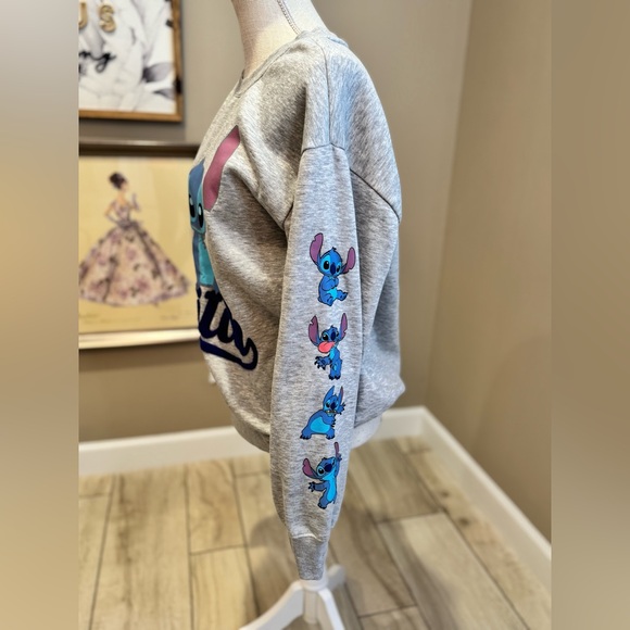 DISNEY Gray and Blue Stitch Crewneck Sweatshirt - Picture 4 of 8